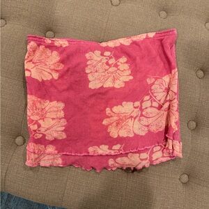 Free People Pink Floral mesh tube top